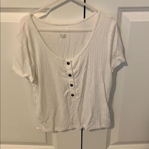 white ribbed button top from american eagle